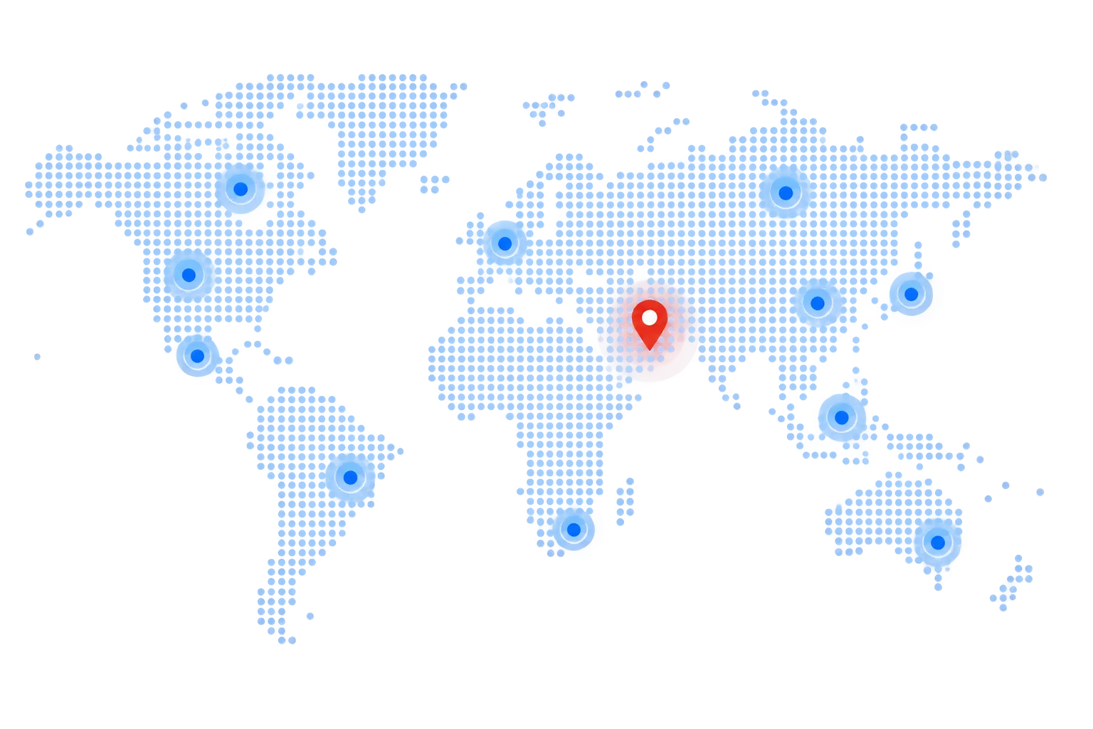 World map illustrating Toronto Computers' international distribution network from Sharjah, UAE