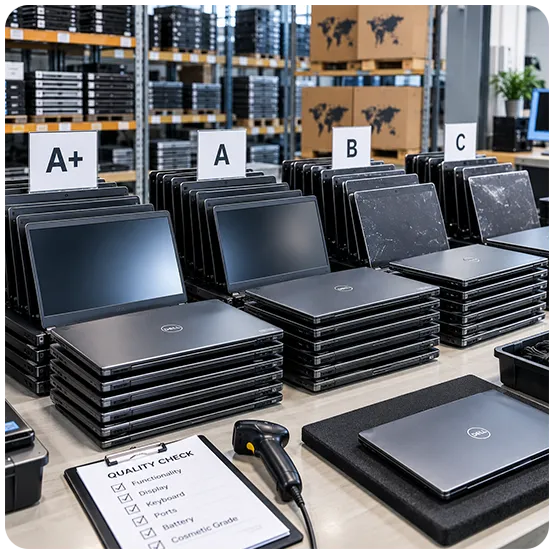 Laptop fleets staged for grading
