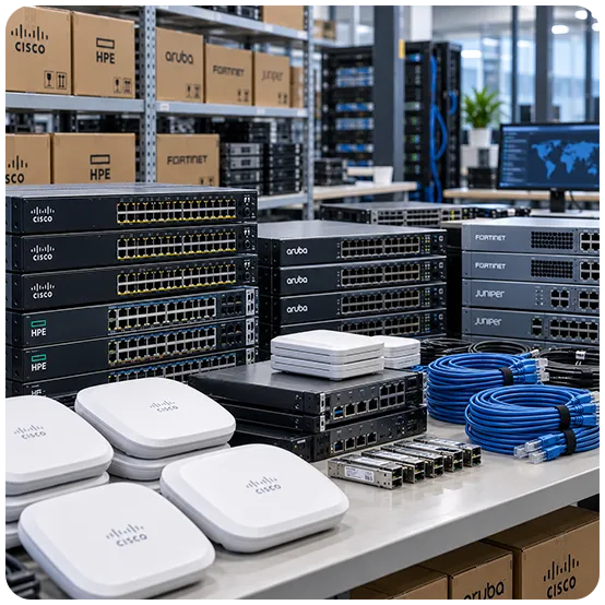 Networking hardware sorted for lots