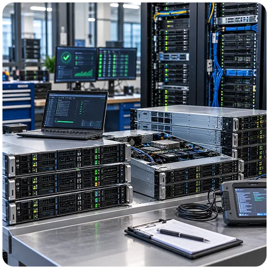 Server racks under test